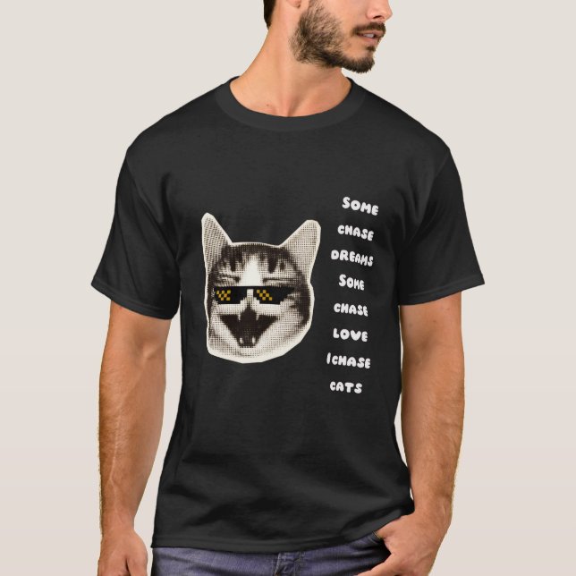 "Eu Caço Gatos" Camiseta engraçada com citação pa (Frente)