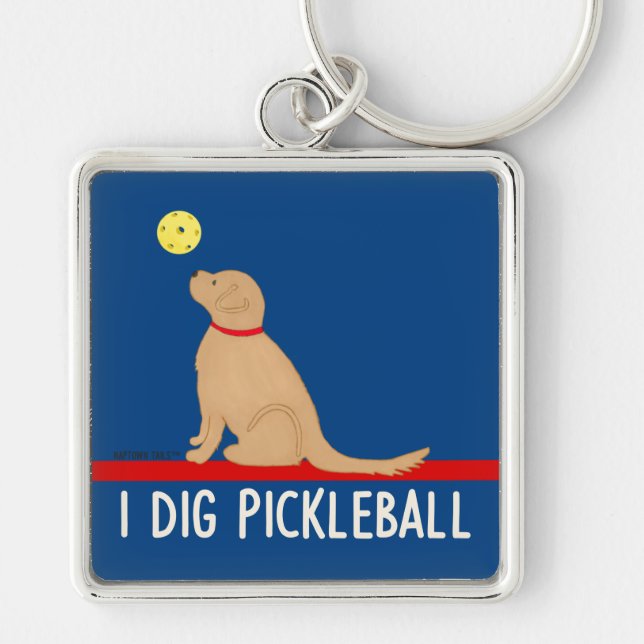 Eu cavo chaveiro de Golden Retriever de Pickleball (Frente)
