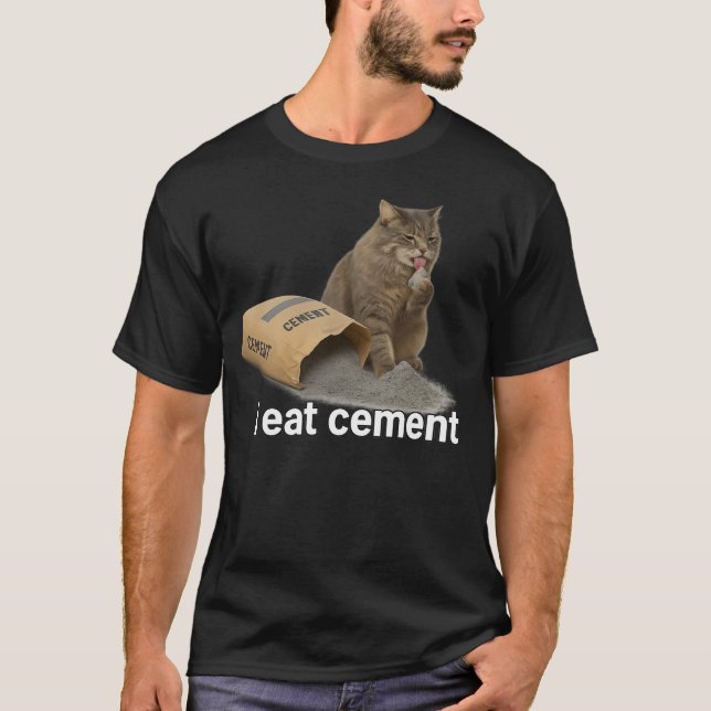 Eu Comi Cement Cat Meme Engraçado Eu Comi T-Shirt  (Frente)