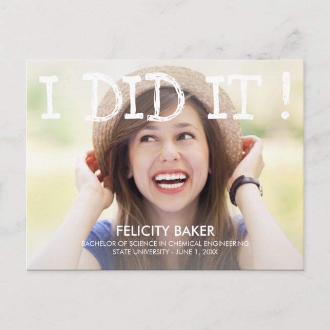 Eu Consegui! Anúncio de Graduação - Branco (Frente)