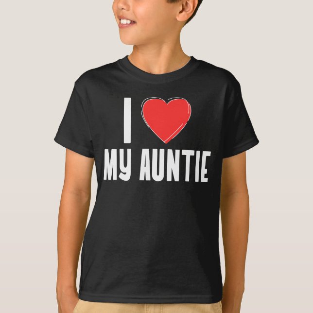 Eu (Coração) Camiseta da Minha Tia para Crianças (Frente)