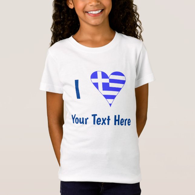 Eu (Coração da Bandeira Grega) Camiseta do Seu Tex (Frente)