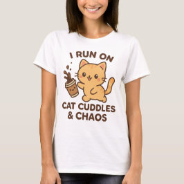 Eu corro em gajos e caos T-shirt - Gato bonito