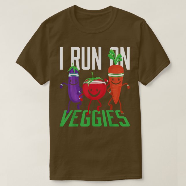 Eu Corro Em Veggies Vegans Vegetarian T-Shirt (Frente do Design)