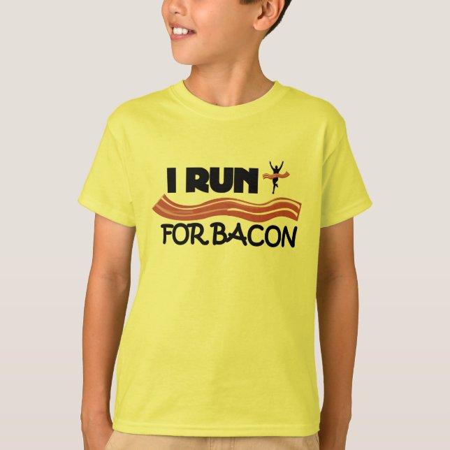 Eu corro para Bacon - Camisa de Corrida Engraçada  (Frente)