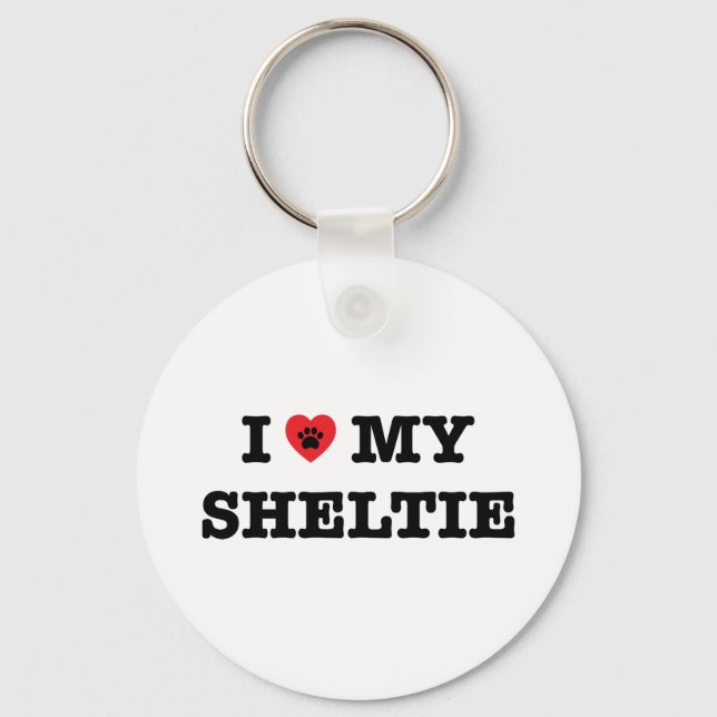Eu Corto A Minha Sheltie Button Chaveiro (Frente)