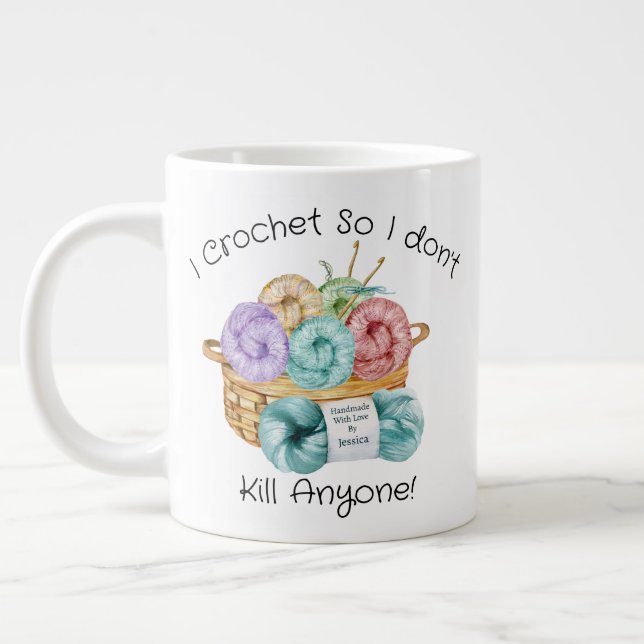 Eu Crochê Caneca de Café Gigante Personalizada (Esquerda)