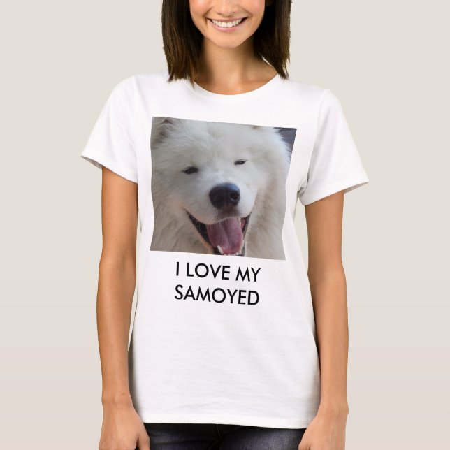 Eu das mulheres amo meu t-shirt do samoyed (Frente)
