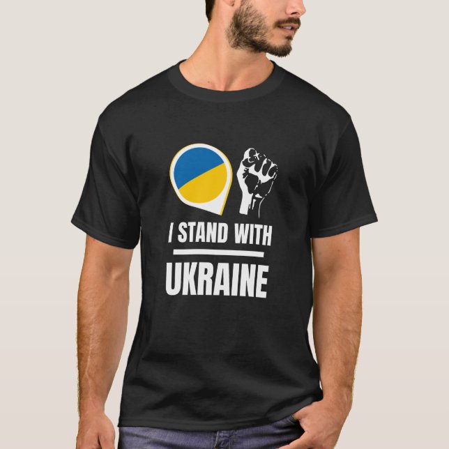 Eu defendo a Ucrânia - apoiem a camiseta ucraniana (Frente)