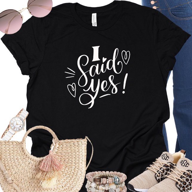 Eu Disse Sim Camiseta Engraçada de Noiva Preta (Criador carregado)