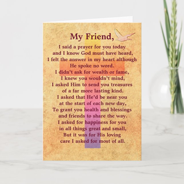 Eu disse uma oração -- cartão inspirado (Frente)