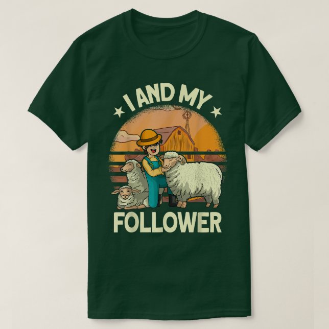 eu e meu seguidor Farmer Sheep Farming T-Shirt (Frente do Design)