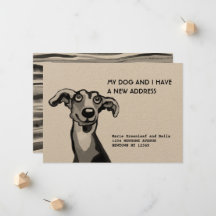 Eu e o Whippet mudamos, Cartão de Anúncio de Mudan