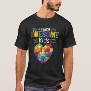 Eu Ensino Crianças Incríveis Camiseta Autismo cora