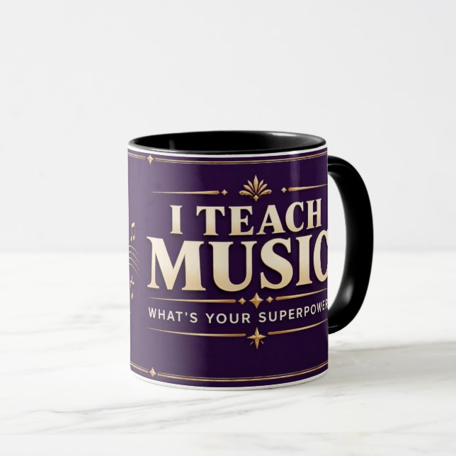 Eu Ensino Música Qual é Seu Superpoder Caneca de P (Frente Esquerda)