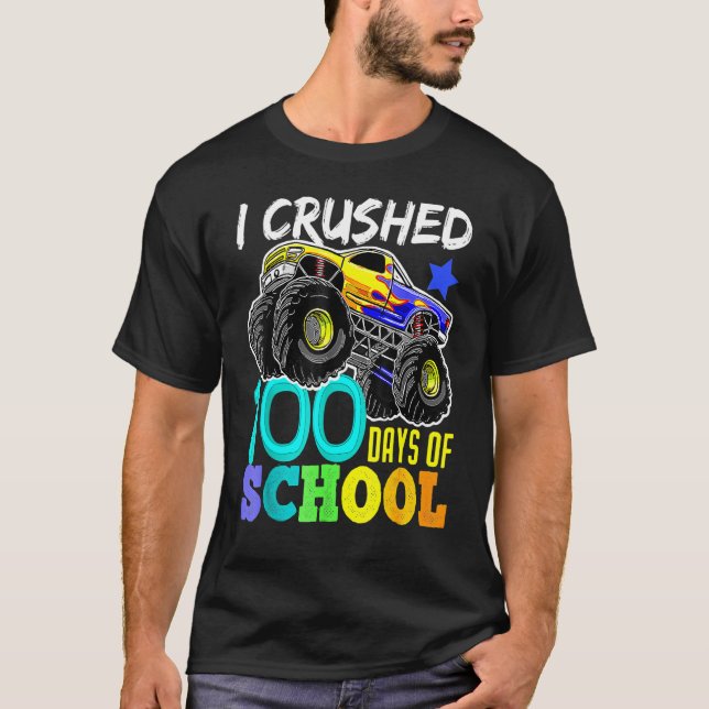 Eu Esmaguei 100 Dias De Camiseta Escolar Meninos M (Frente)