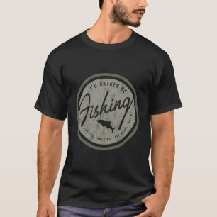 Eu Estaria A Pescar T-Shirt Retro Distress Oli