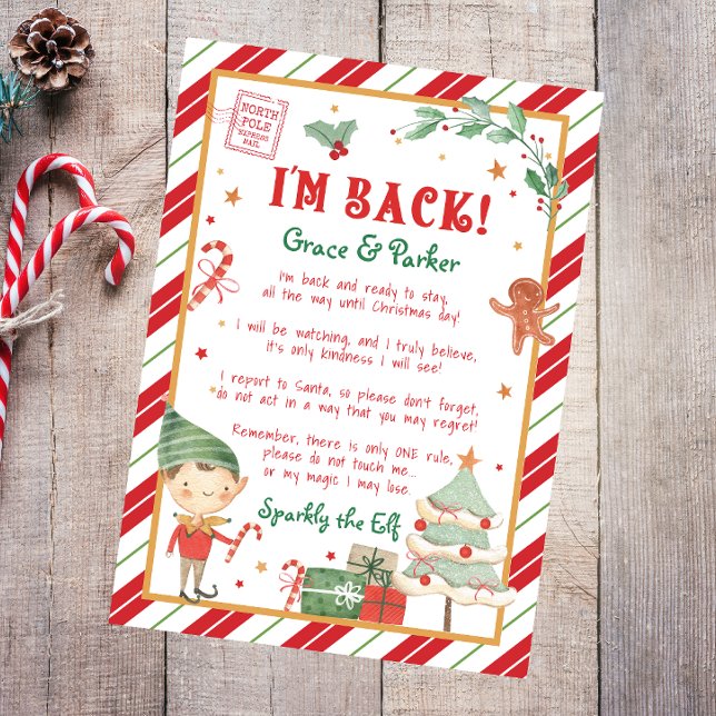 Eu Estou de Volta Olá Bem-vindo Elfo de Natal (Welcome back elf letter that you can personalize and create Christmas magic with your Christmas Elf.)