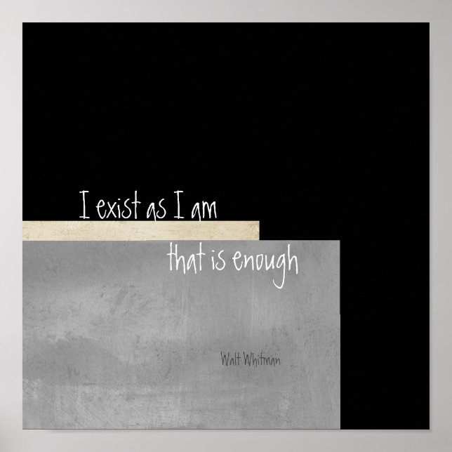 Eu existo inspirador Walt Whitman citando poster (Frente)