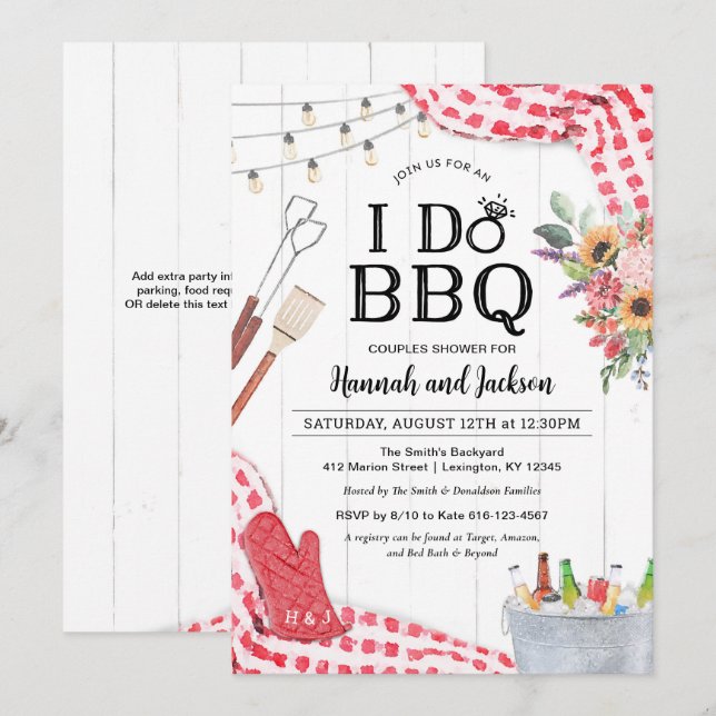 Eu faço convite para Chá de casamento de CHURRASCO (Frente/Verso)