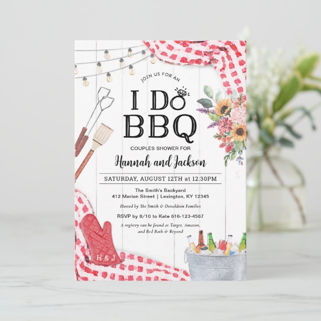 Eu faço convite para Chá de casamento de CHURRASCO (Em pé/Frente)