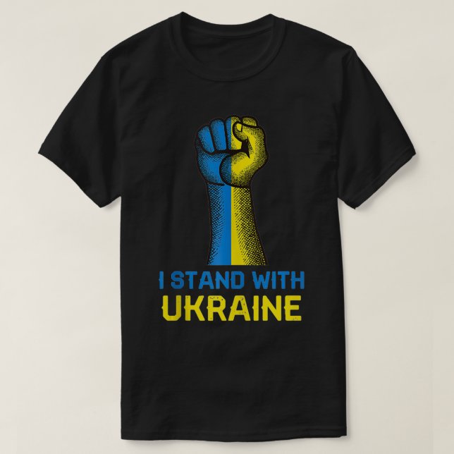 Eu fico com a Ucrânia camiseta resiste à bandeira  (Frente do Design)