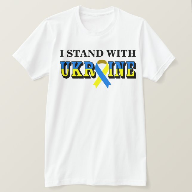 EU FICO COM UCRÂNIA com a Camisa de Fita de Paz (Frente do Design)