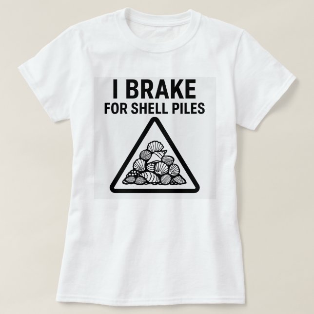 Eu Freio por Pilhas de Conchas – Camiseta Feminina (Frente do Design)