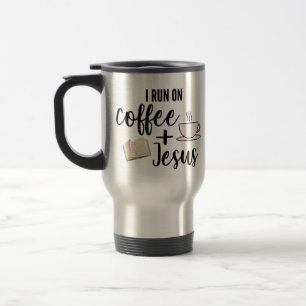 Eu funciono no café e na caneca de viagem de Jesu