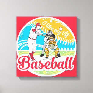 "Eu gosto da minha vida" canvas de beisebol