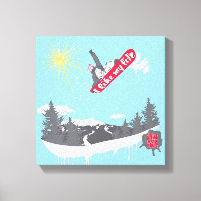 "Eu gosto da minha vida" canvas de snowboard (Frente)