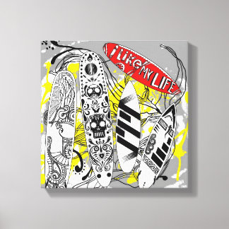 "Eu gosto da minha vida" canvas de surfe