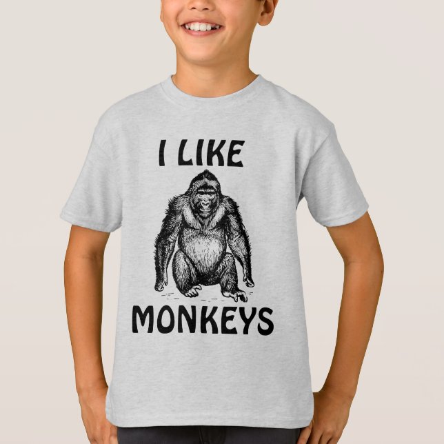 EU GOSTO DE CAMISAS DE CRIANÇAS DE MACACOS (Frente)
