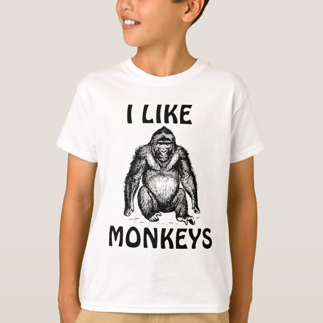 EU GOSTO DE CAMISAS DE CRIANÇAS MACACOS (Frente)
