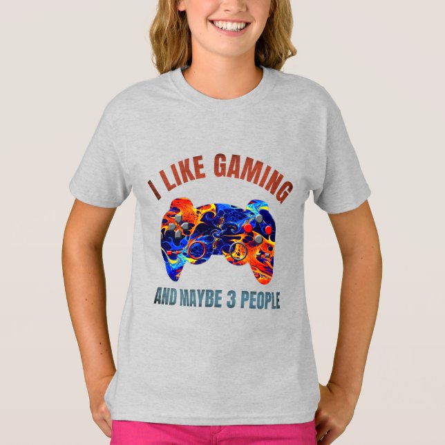 EU GOSTO DE JOGOS E TALVEZ 3 PESSOAS Camiseta (Frente)