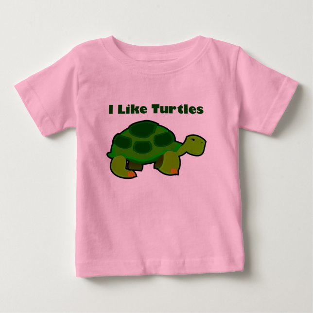 Eu Gosto De Tartarugas - Camiseta De Bebê Fine Jer (Frente)