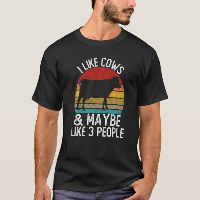 Eu Gosto de Vacas e Talvez Goste de Camisetas de 3 (Frente)
