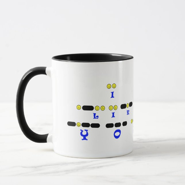 EU GOSTO de VOCÊ caneca do código Morse (Esquerda)