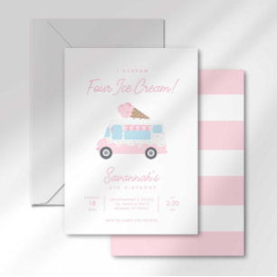 Eu Gritar 4 Sorvetes no Convite de Aniversário