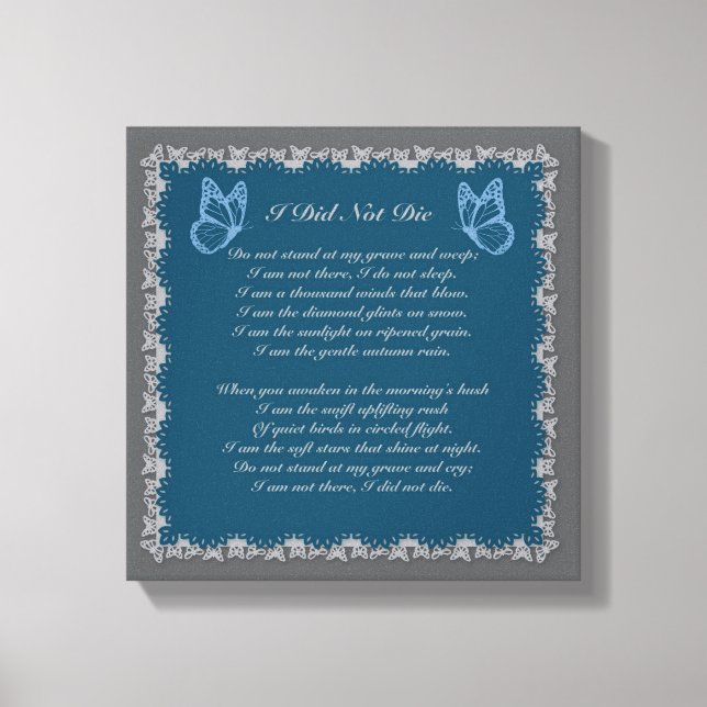 Eu Não Morri Impressão em Tela de Luto (Frente)
