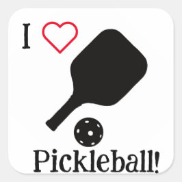 Eu ❤️ Pickleball em adesivo preto, branco e vermel