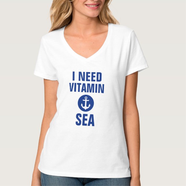 Eu preciso o t-shirt azul náutico V da âncora do (Frente)