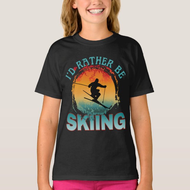 Eu preferiria estar esquiando camiseta (Frente)