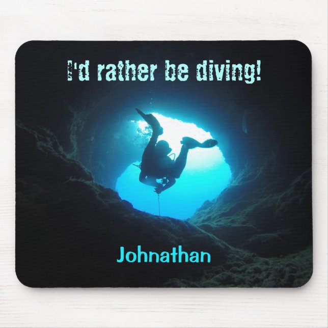Eu Preferiria Estar Mergulhando Mouse Pad de Mergu (Frente)
