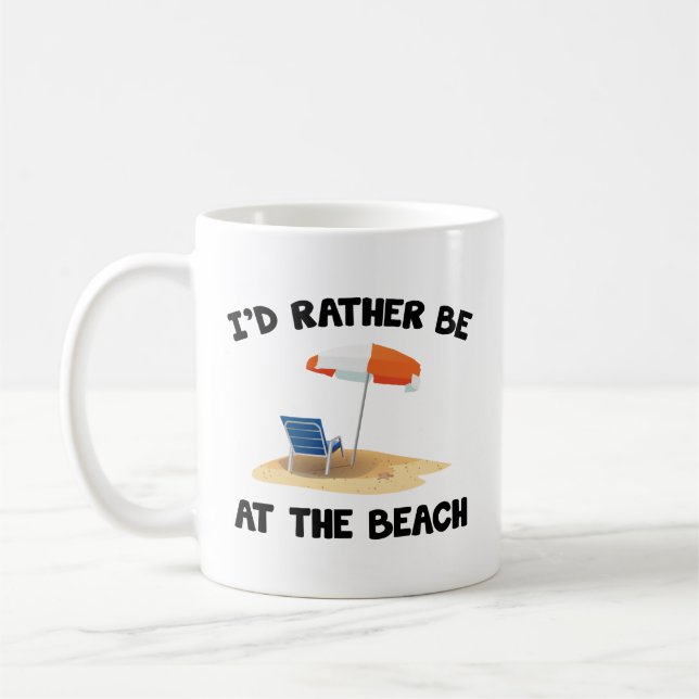 Eu Preferiria Estar Na Praia Caneca de Café (Esquerda)