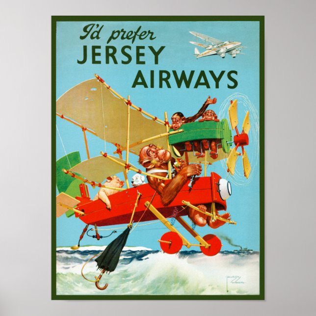 Eu preferiria Jersey Airways Poster vintage 1937 (Frente)