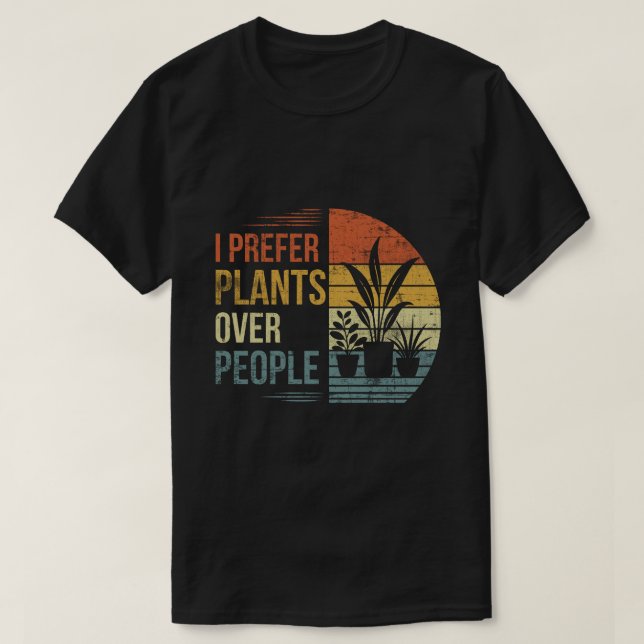 Eu Prefiro Plantas a Pessoas Camisa Retro de Amant (Frente do Design)