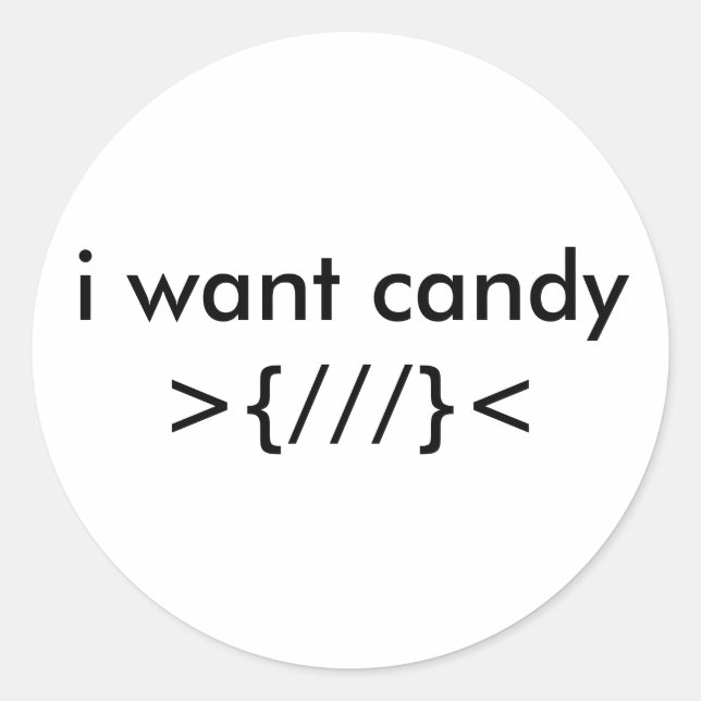 eu quero doce >{///}< adesivo em círculo (Frente)