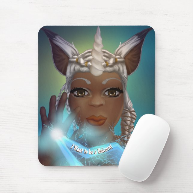 Eu quero ser um Unicórnio! Mousepad (Com mouse)