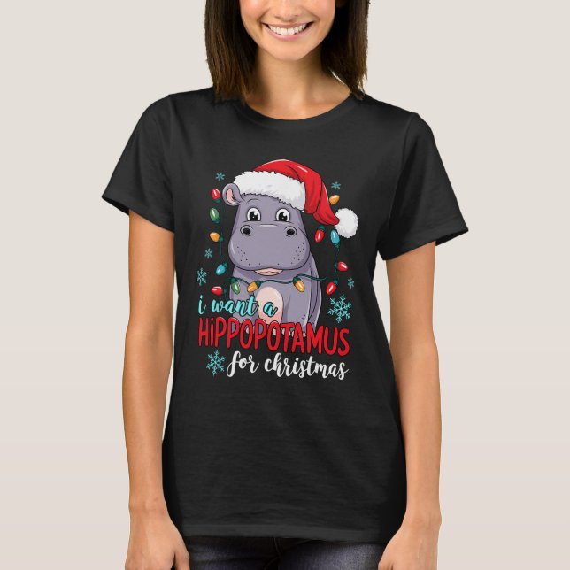 Eu Quero Um Hipopótamo Para Camiseta De Natal Engr (Frente)